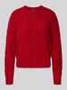 Polo Ralph Lauren Gebreide pullover met kabelpatroon en ronde hals Donkerrood gemêleerd