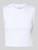 Only Slim Fit Crop Top aus Baumwoll-Mix Modell 'VELA' Weiss