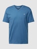 Marc O'Polo T-Shirt mit V-Ausschnitt in unifarbenem Design Rauchblau