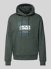 Jack & Jones Comfort fit hoodie van katoenmix met rubberen print, model 'AERO' Flessengroen