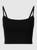 REVIEW Crop Top in Ripp-Optik Schwarz