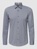 BOSS Slim Fit Business-Hemd mit Allover-Muster Schwarz