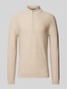 OLYMP Level Five Slim Fit Strickpullover mit Stehkragen Beige