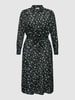 KAFFE Curve PLUS SIZE blousejurk met all-over motief, model 'Florisa' Zwart