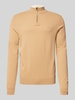 BOSS Gebreide pullover met opstaande kraag, model 'Emarlo' Middenbruin