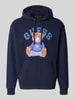 GUESS bluza z kapturem z nadrukiem z logo i kieszenią kangurka Granatowy