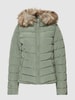 Only Gewatteerd jack met kraag van imitatiebont, model 'ELLAN' Groen