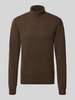 Casual Friday sweter z golfem o kroju slim fit z mieszanka wełny model 'Karl' Ciemnobrązowy