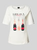 s.Oliver BLACK LABEL Regular fit T-shirt van katoenmix met sierstenen Offwhite