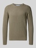 Lindbergh Strickpullover mit gerippten Abschlüssen Khaki