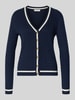 Christian Berg Woman Gebreid jack met V-hals Donkerblauw
