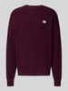 Calvin Klein Jeans Gebreide pullover met structuurmotief en ronde hals Bordeaux