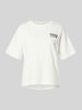 Vila T-shirt met geribde ronde hals, model 'MONIE OFFICE' Offwhite