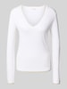 Liu Jo White Pullover mit V-Ausschnitt und Effektgarn Offwhite