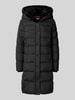 Christian Berg Woman Selection Gewateerde lange jas met imitatiebont en steekzakken Zwart