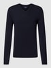MCNEAL Strickpullover mit geripptem V-Ausschnitt Marineblau