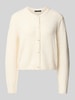 Oui Gebreid jack met ronde hals en knoopsluiting Offwhite