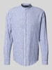 MCNEAL Slim Fit Freizeithemd aus Leinen-Mix mit Maokragen Marine
