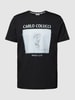 CARLO COLUCCI T-shirt met motief- en labelprint Zwart