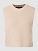 Drykorn Tricottop met geribde ronde hals, model 'BERULA' Beige