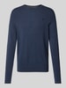 Lerros Gebreide pullover met ribboorden Blauw