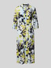 comma Hemdblusenkleid mit Bindegürtel Gruen