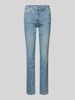 s.Oliver RED LABEL Slim fit jeans van zachte katoenmix met naaddetail opzij, model 'BETSY' Lichtblauw