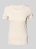 Christian Berg Woman T-Shirt mit geripptem Rundhalsausschnitt Beige Melange