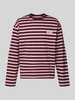 REVIEW Gestreiftes Langarmshirt mit Logoprint vorne und hinten Bordeaux