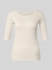Marc Cain T-Shirt in Ripp-Optik mit Rundhalsausschnitt Offwhite