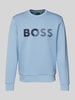 BOSS Green Sweatshirt mit Label-Print Hellblau