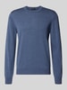MAERZ Muenchen Strickpullover aus Schurwolle mit Label-Detail Jeansblau Melange