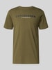 Lindbergh T-shirt met labelprint, model 'Copenhagen' Olijfgroen