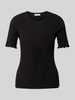 esmé studios T-Shirt mit geripptem Rundhalsausschnitt Modell 'Ella' Black