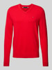 Tommy Hilfiger Strickpullover mit Logo-Stitching Modell 'PIMA' Rot