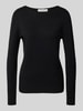 Christian Berg Woman Regular fit gebreide pullover van viscosemix met boothals Zwart