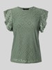 Vero Moda Regular Fit T-Shirt mit Lochstickmuster Muster 'TASSA' Lind