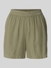 Pieces Regular Fit Shorts aus Viskose-Leinen-Mix Modell 'PIA' Oliv