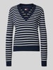 Tommy Jeans Pullover met V-hals en logostitching Donkerblauw