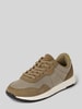 BOSS Sneaker aus Leder-Mix Modell 'Titanium Runn' Oliv