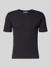 Jake*s Studio Men T-Shirt in Ripp-Optik mit Rundhalsausschnitt Black