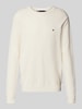 Tommy Hilfiger Gebreide pullover met logostitching Ecru