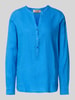 MOS MOSH Regular Fit Leinenbluse mit Tunikakragen Modell 'Danna' Royal