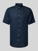 Fynch-Hatton Freizeithemd aus Leinen mit Button-Down-Kragen Modell 'Summer' Marine