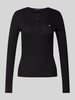 Tommy Jeans Slim Fit Longsleeve mit Logo-Stitching Black