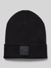 BOSS Czapka beanie z detalem z logo model ‘Foxxy’ Czarny