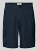 Knowledge Cotton Apparel Bermuda met Franse steekzakken Donkerblauw
