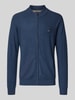 Fynch-Hatton Gebreid jack met logostitching Jeansblauw