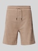 BOSS Orange Korte broek van badstof met elastische band Beige