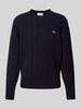 Lacoste Gebreide pullover met logopatch Donkerblauw